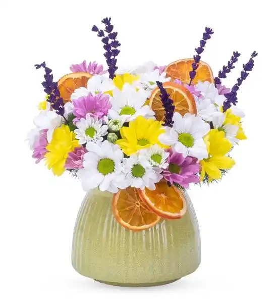 Dekoratif Vazoda Renkli Papatyalar Tasarım Çiçek