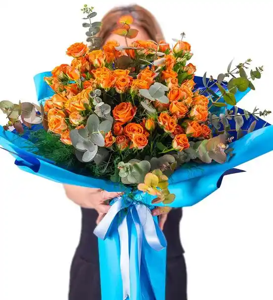 Modern Kontrast Etki Turuncu Çardak Gül Buketi