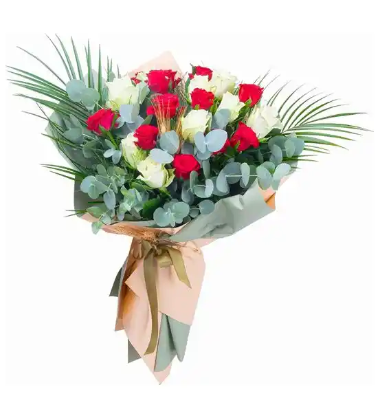 İki Renk Tek Söz Kırmızı ve Beyaz Gül Buketi