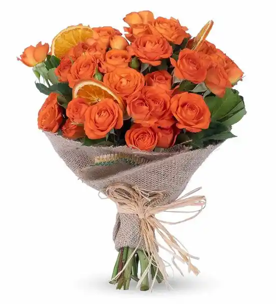 Greta Serisi Peace Turuncu Çardak Mini Gül Buketi