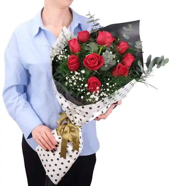 Seni Seviyorum 9 Kırmızı Gül Buketi