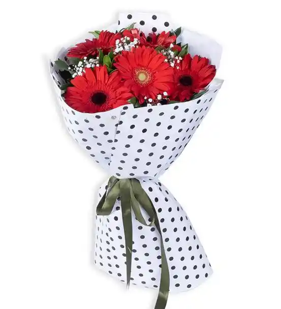 Sevgi Tutkusu 5 Kırmızı Gerbera Çiçek Buketi