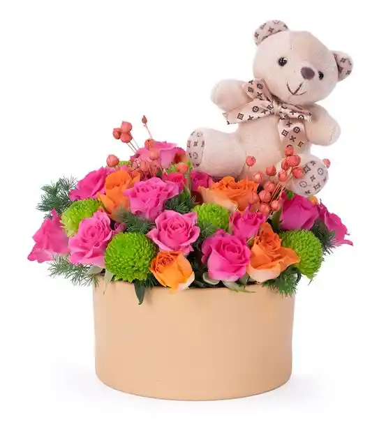 Chirping Flower Birds Ayıcık Çiçek Aranjmanı