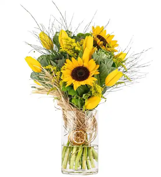 You Are My Flower Sarı Lale Ve Ayçiçeği Tasarım