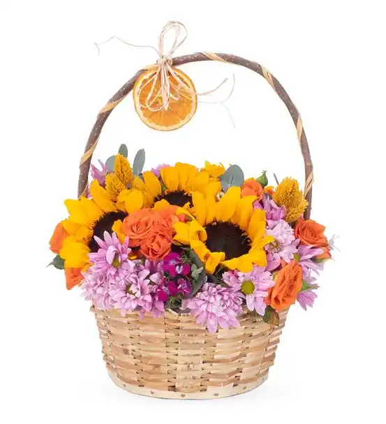 Extra Smiles Rengarenk Çiçek Sepeti Aranjmanı