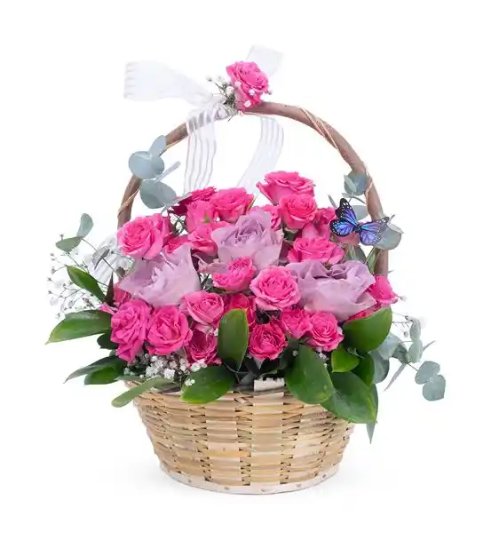 Butterfly's Pink Flower Dance Tasarım Çiçek Sepeti