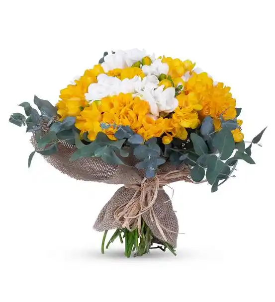 Greta Serisi Sarı Beyaz Mis Kokulu Frezya Buketi