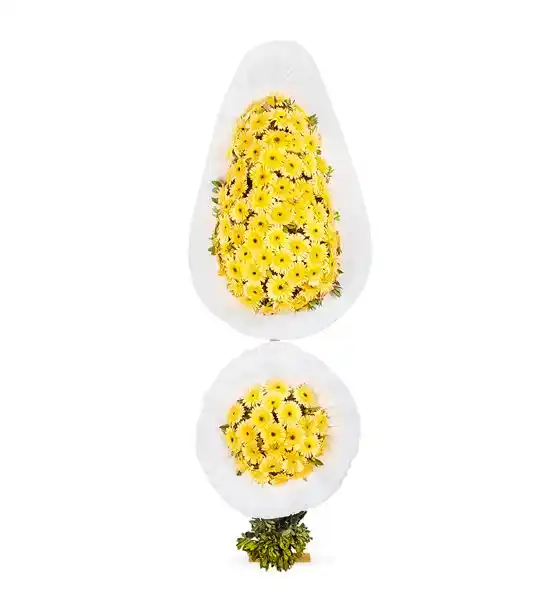 Mutluluklar Sarı Gerbera Kutlama 2 Katlı Çelenk