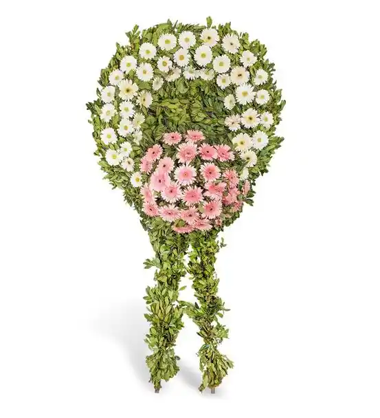 Pembe Beyaz Gerberalarla Cenaze Çelengi